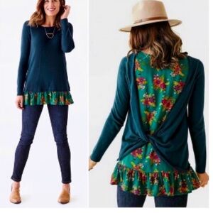 Matilda Jane Teal and Floral Tunic Top